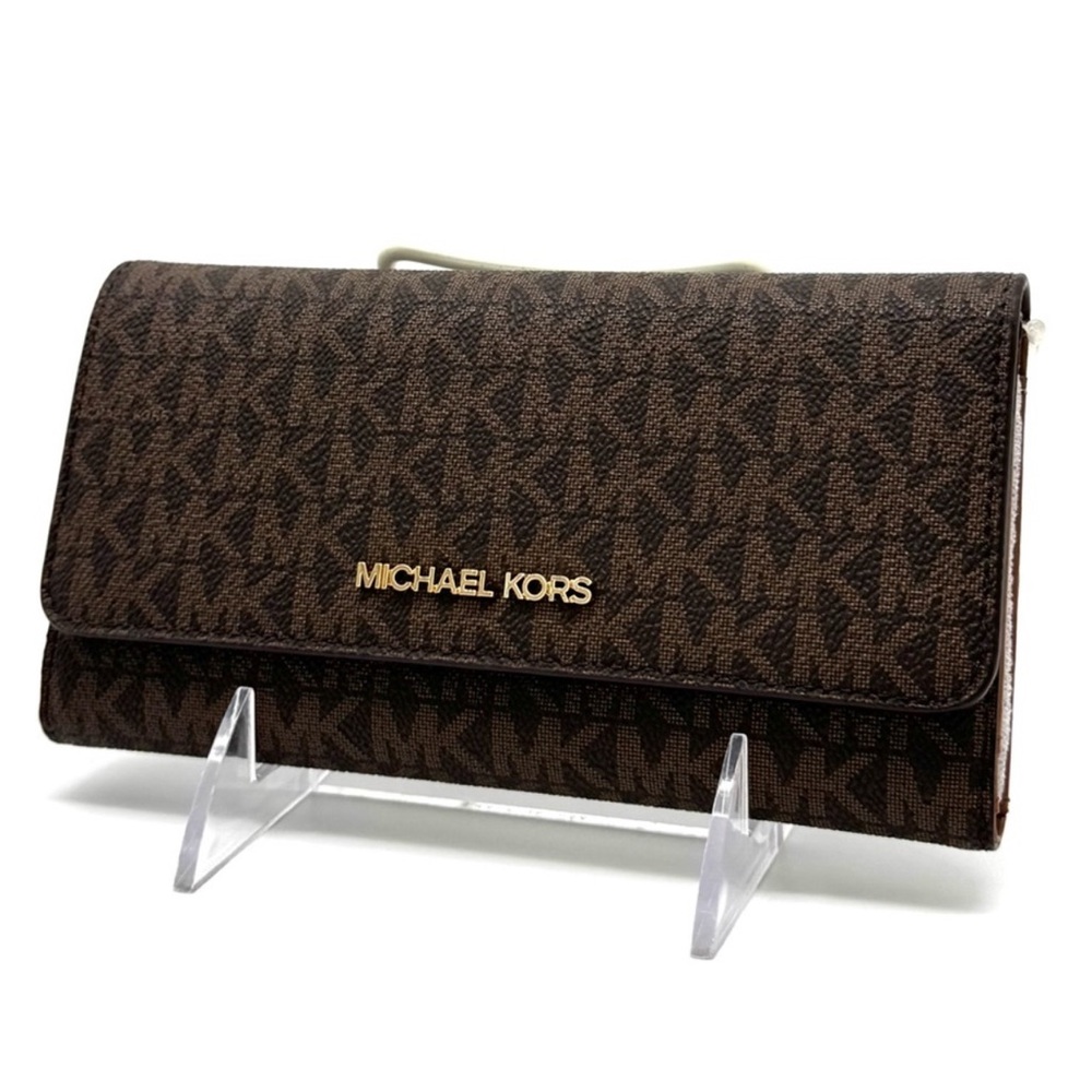 Michael Kors Large Trifold Wallet Brown Signature